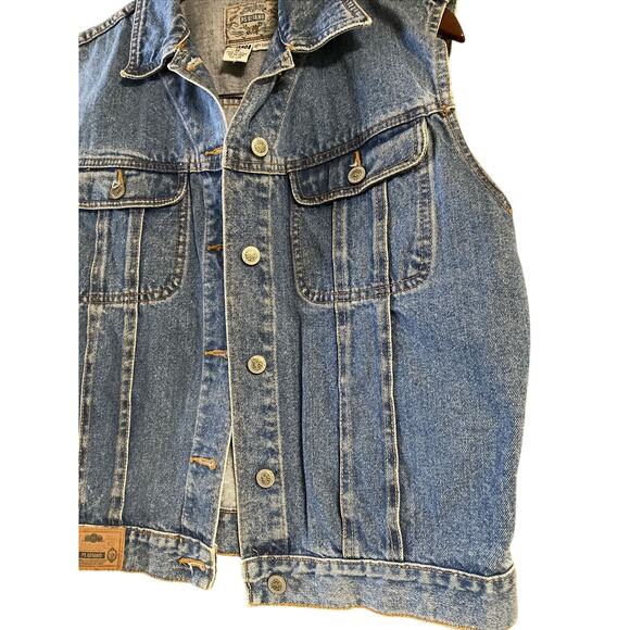 80's Vintage PS Gitano Women's Medium Jean Denim Button Up Vest Button Down - Picture 4 of 6